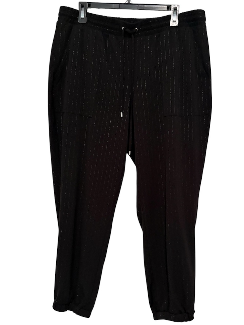 Nine West Black Joggers with Silver Thin Stripes